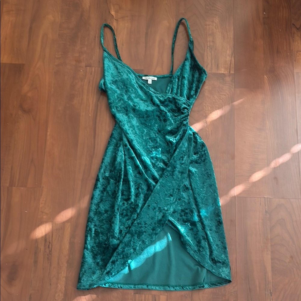 Charlotte Russe Teal Asymmetrical Velvet Dress
